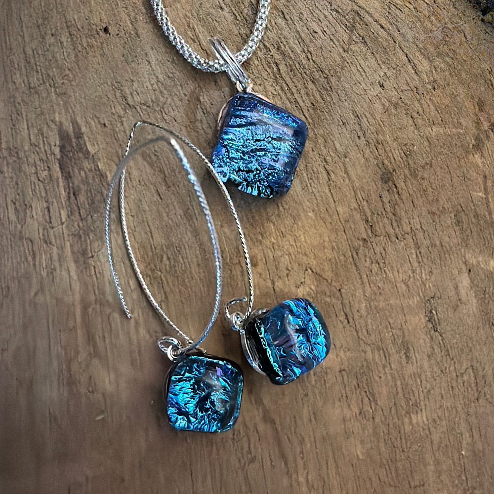 Denim Blue long drops with Pendant